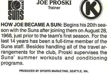 1987-88 Circle K Phoenix Suns #12 Joe Proski Back