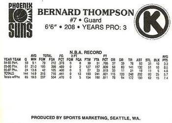 1987-88 Circle K Phoenix Suns #14 Bernard Thompson Back