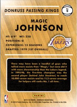 2015-16 Donruss - Passing Kings #9 Magic Johnson Back