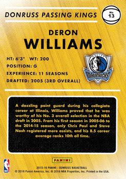 2015-16 Donruss - Passing Kings #13 Deron Williams Back