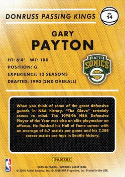 2015-16 Donruss - Passing Kings #14 Gary Payton Back