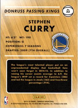 2015-16 Donruss - Passing Kings #22 Stephen Curry Back