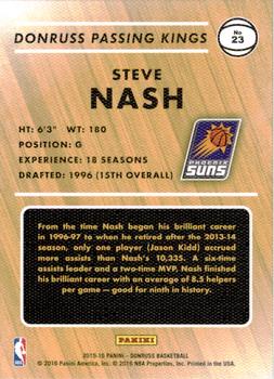 2015-16 Donruss - Passing Kings #23 Steve Nash Back