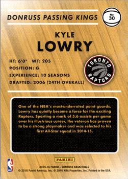2015-16 Donruss - Passing Kings #30 Kyle Lowry Back