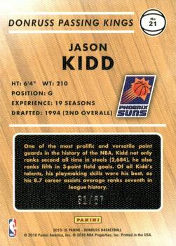 2015-16 Donruss - Passing Kings Statline #21 Jason Kidd Back