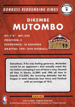 2015-16 Donruss - Rebounding Kings #8 Dikembe Mutombo Back