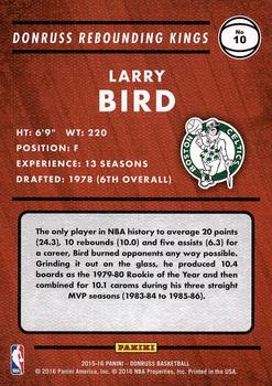 2015-16 Donruss - Rebounding Kings #10 Larry Bird Back
