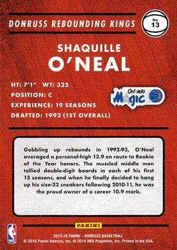 2015-16 Donruss - Rebounding Kings #13 Shaquille O'Neal Back