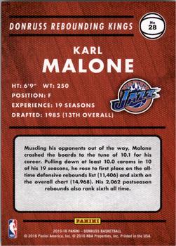 2015-16 Donruss - Rebounding Kings #28 Karl Malone Back
