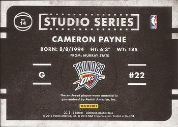 2015-16 Donruss - Studio Series #14 Cameron Payne Back