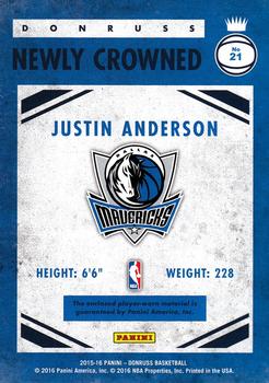 2015-16 Donruss - Newly Crowned #21 Justin Anderson Back