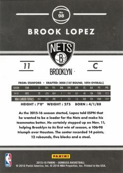 2015-16 Donruss - Holofoil #98 Brook Lopez Back