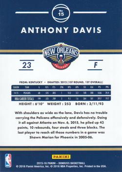 2015-16 Donruss - Statline Rebounds #15 Anthony Davis Back
