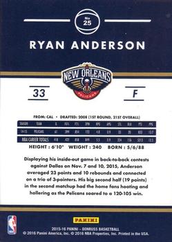 2015-16 Donruss - Statline Rebounds #25 Ryan Anderson Back