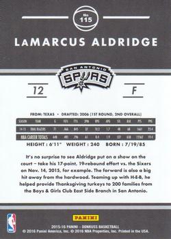 2015-16 Donruss - Statline Rebounds #115 LaMarcus Aldridge Back