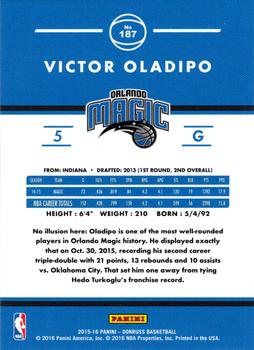 2015-16 Donruss - Statline Rebounds #187 Victor Oladipo Back