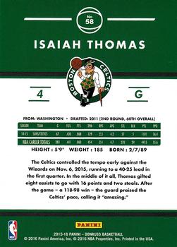 2015-16 Donruss - Statline Points #58 Isaiah Thomas Back