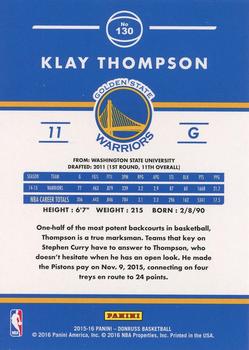 2015-16 Donruss - Statline Points #130 Klay Thompson Back
