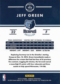 2015-16 Donruss - Statline Points #153 Jeff Green Back