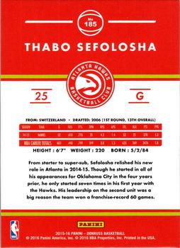 2015-16 Donruss - Statline Points #185 Thabo Sefolosha Back
