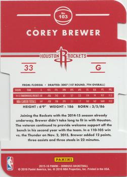 2015-16 Donruss - Inspirations #103 Corey Brewer Back