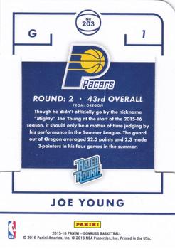 2015-16 Donruss - Inspirations #203 Joe Young Back
