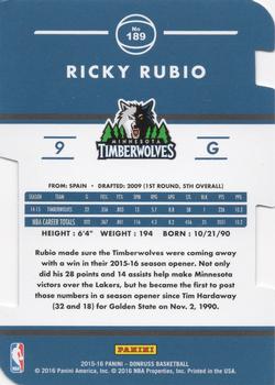 2015-16 Donruss - Status #189 Ricky Rubio Back