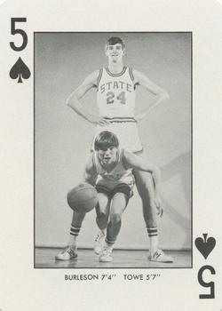 1973-74 NC State Wolfpack Playing Cards #5♠ Tom Burleson / Monte Towe Front