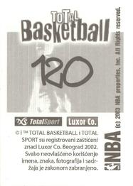 2002-03 Total Basketball Serbian Stickers #120 Chris Webber Back
