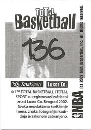 2002-03 Total Basketball Serbian Stickers #136 Matt Harpring Back