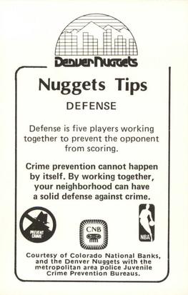 1982-83 Denver Nuggets Police #NNO Bill Hanzlik Back