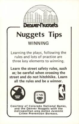 1982-83 Denver Nuggets Police #NNO Dave Robisch Back