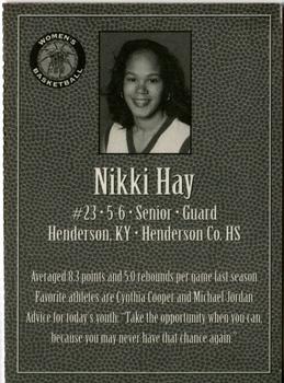 1997-98 Kentucky Wildcats Women #NNO Nikki Hay Back