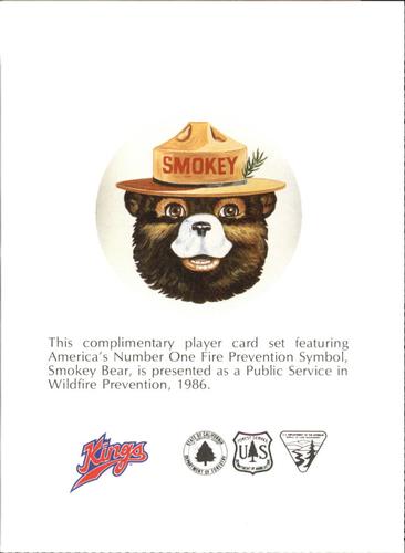 1985-86 Sacramento Kings Smokey #1 Smokey Emblem Front