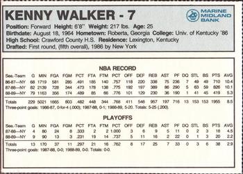1989-90 New York Knicks Marine Midland Bank #12 Kenny Walker Back