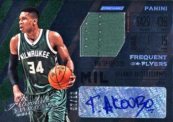 2015-16 Panini Absolute - Frequent Flyer Material Autographs #FR-GA Giannis Antetokounmpo Front