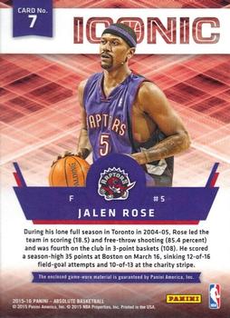 2015-16 Panini Absolute - Iconic Materials Prime #7 Jalen Rose Back