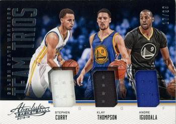 2015-16 Panini Absolute - Team Trios #TTR-GSW Andre Iguodala / Stephen Curry / Klay Thompson Front