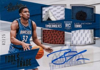 2015-16 Panini Absolute - Tools of the Trade Rookie Autograph Materials Prime #1 Karl-Anthony Towns Front