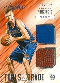 2015-16 Panini Absolute - Tools of the Trade Rookie Materials Dual #4 Kristaps Porzingis Front