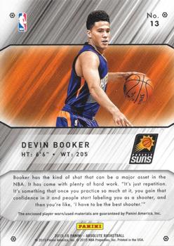 2015-16 Panini Absolute - Tools of the Trade Rookie Materials Trio Patch #13 Devin Booker Back