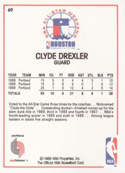 1989-90 Hoops All-Star Panels Perforated #69 Clyde Drexler Back
