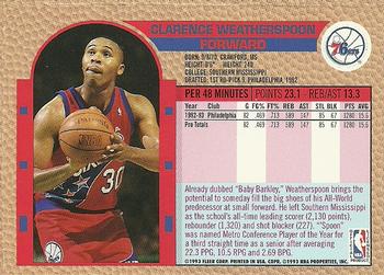 1992-93 Fleer NBA Rising Star Golden Magazine Perforated #NNO Clarence Weatherspoon Back