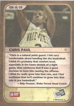 2005 Press Pass - Old School Collectors Series #OS15/25 Chris Paul Back