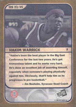 2005 Press Pass - Old School Collectors Series #OS22/25 Hakim Warrick Back