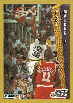 1992-93 Fleer NBA Red-Hot Stars Golden Magazine Perforated #NNO Karl Malone Front