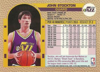 1992-93 Fleer NBA Red-Hot Stars Golden Magazine Perforated #NNO John Stockton Back