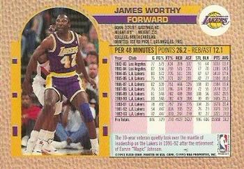 1992-93 Fleer NBA Red-Hot Stars Golden Magazine Perforated #NNO James Worthy Back