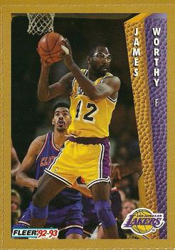 1992-93 Fleer NBA Red-Hot Stars Golden Magazine Perforated #NNO James Worthy Front