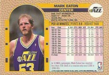 1992-93 Fleer NBA Red-Hot Stars Golden Magazine Perforated #NNO Mark Eaton Back